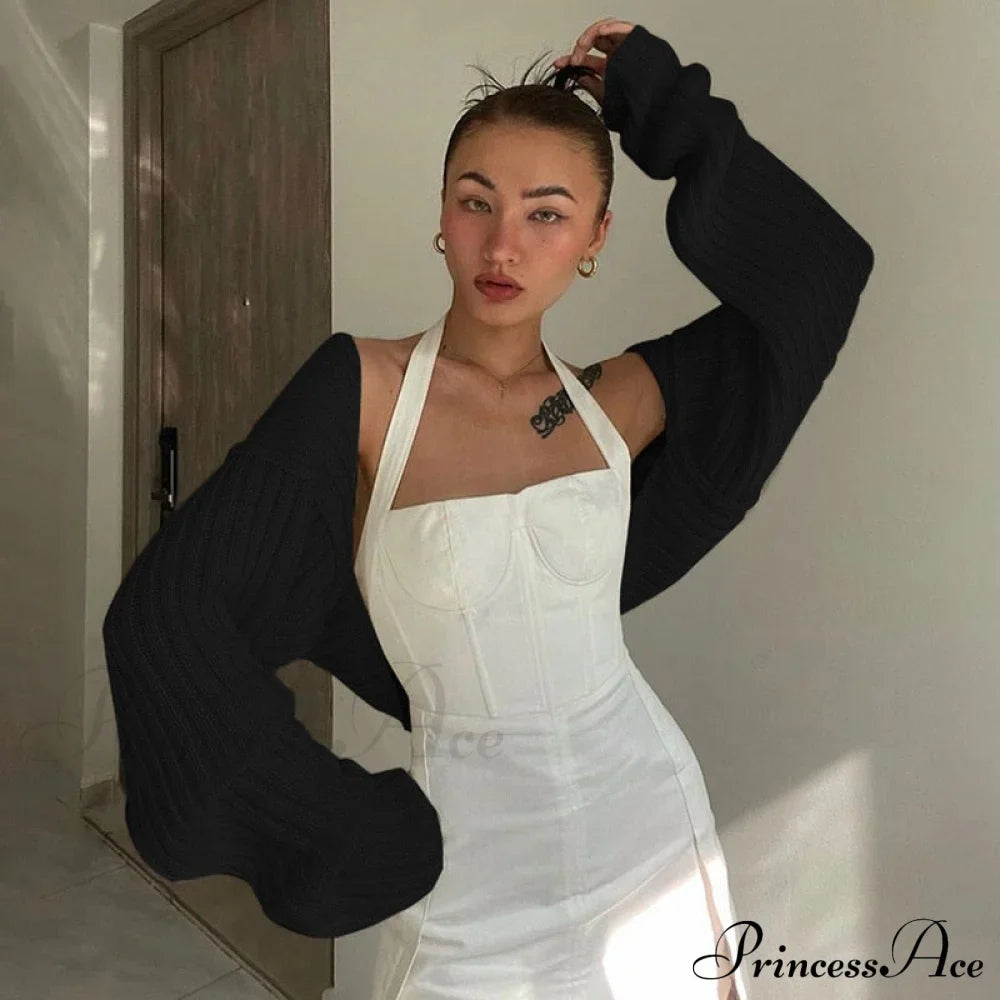 Knit Sweater Stylish Cropped Sleeve image 16