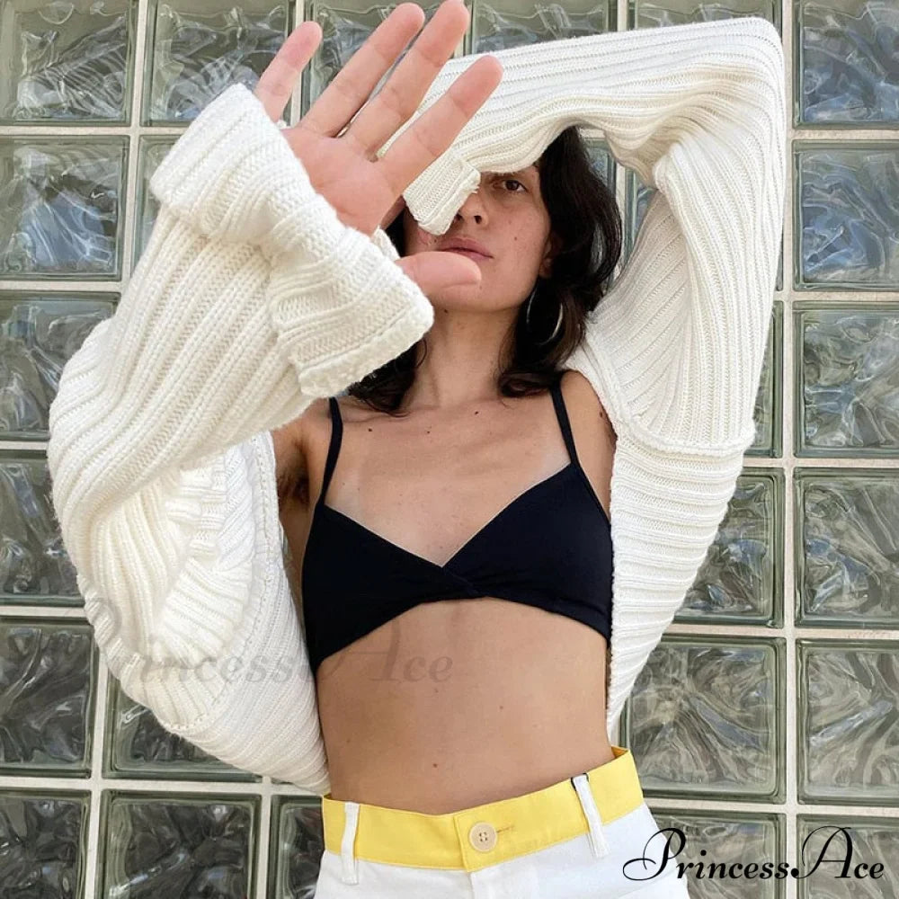 Knit Sweater Stylish Cropped Sleeve image 23
