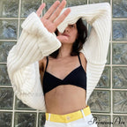 Knit Sweater Stylish Cropped Sleeve image 23