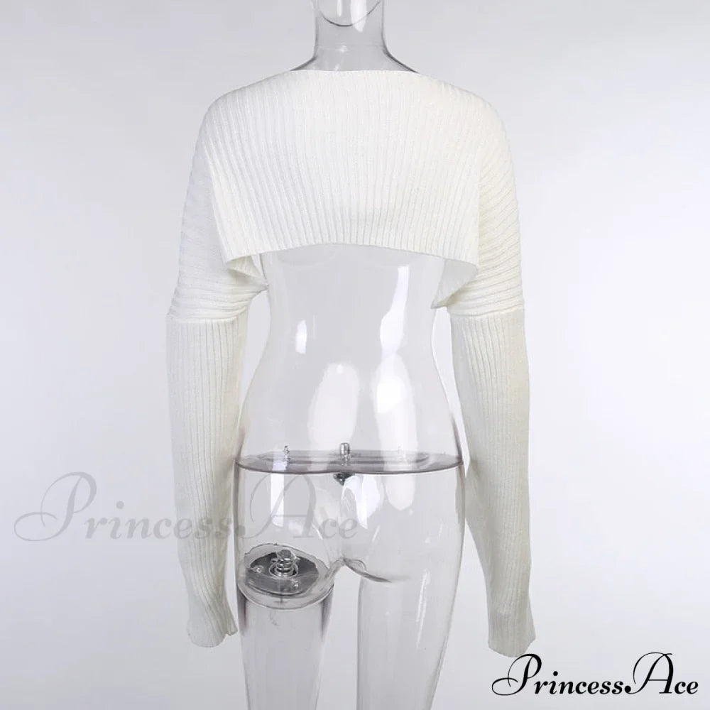 Knit Sweater Stylish Cropped Sleeve image 12