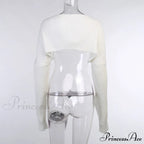 Knit Sweater Stylish Cropped Sleeve image 12