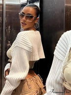 Knit Sweater Stylish Cropped Sleeve image 8
