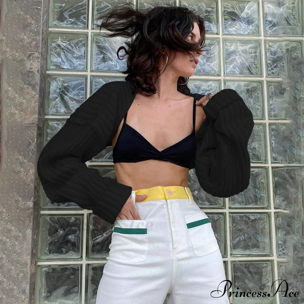 Knit Sweater Stylish Cropped Sleeve image 15