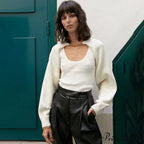 Knit Sweater Stylish Cropped Sleeve image 37