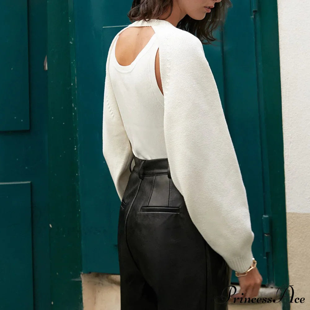 Knit Sweater Stylish Cropped Sleeve image 36