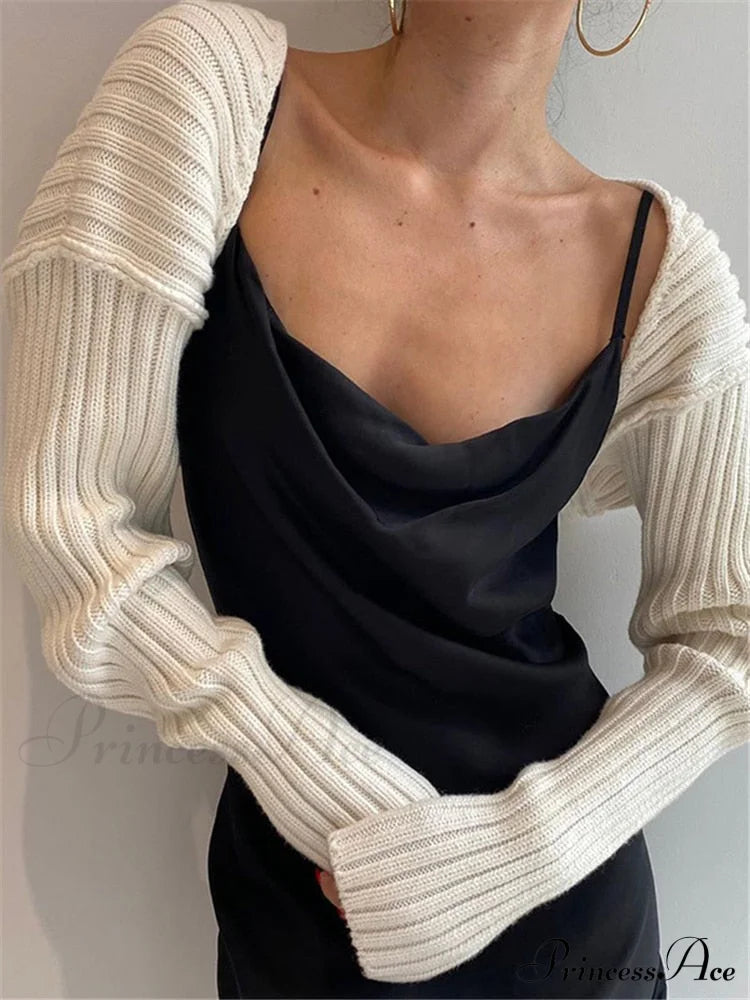 Knit Sweater Stylish Cropped Sleeve image 1