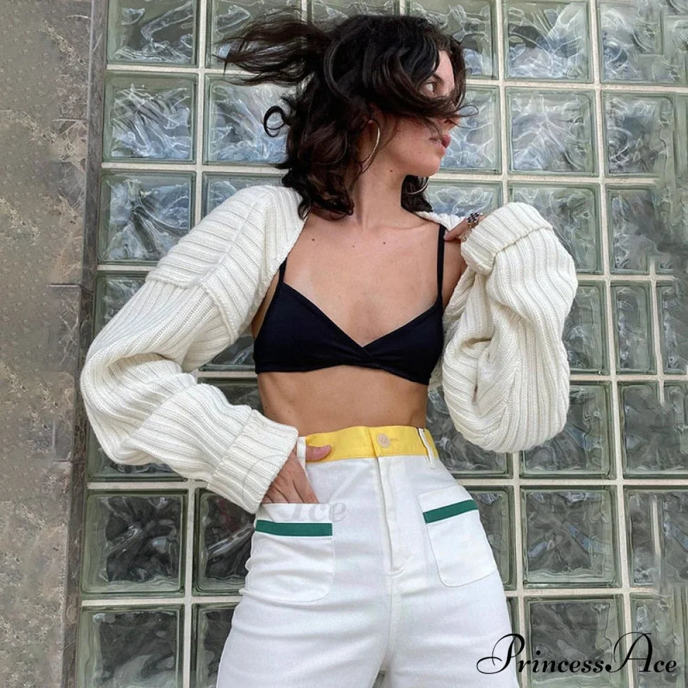 Knit Sweater Stylish Cropped Sleeve image 22