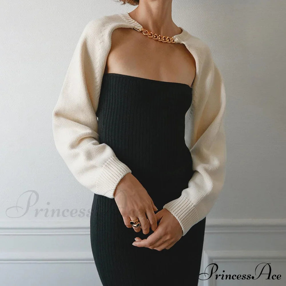 Knit Sweater Stylish Cropped Sleeve image 32
