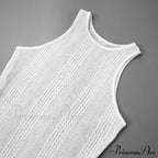 Knit White Asymmetrical Charming Tank Midi Dress image 17
