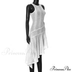 Knit White Asymmetrical Charming Tank Midi Dress image 14
