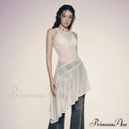 Knit White Asymmetrical Charming Tank Midi Dress image 9