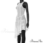 Knit White Asymmetrical Charming Tank Midi Dress image 15