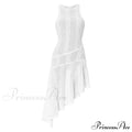 Knit White Asymmetrical Charming Tank Midi Dress image 12