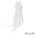 Knit White Asymmetrical Charming Tank Midi Dress image 12
