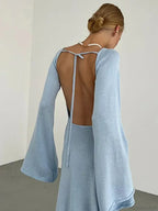 Knitted Backless Lace Up Bikini Cover Up image 9