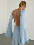 Knitted Backless Lace Up Bikini Cover Up image 5
