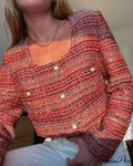 Knitted Buttoned Pocketed Square Neck Long Sleeved Short Autumn Casual Stylish Coat image 6