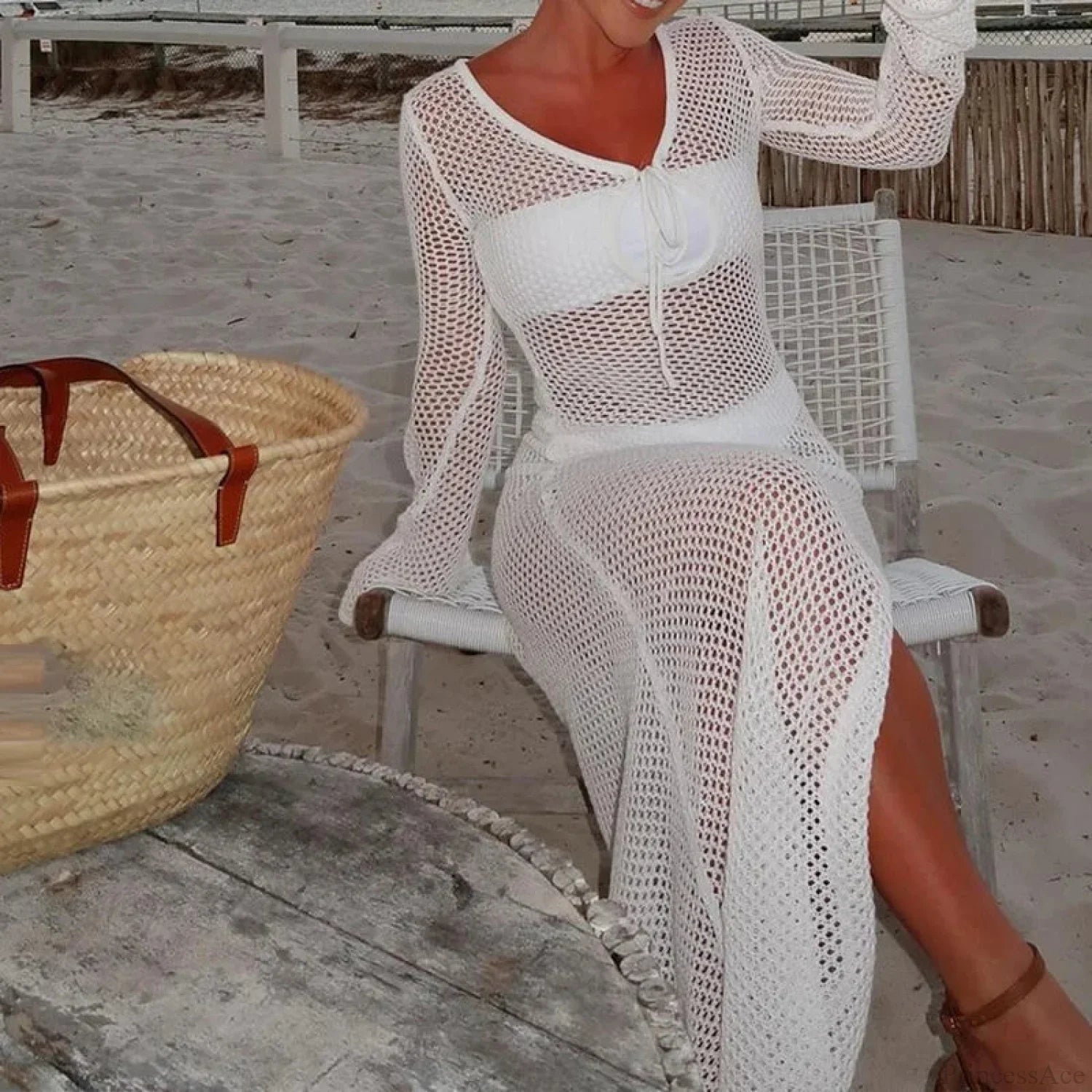 Knitted Cover Up Beach Bikini Set image 4