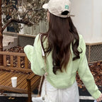 Knitted Cropped Korean V-Neck Y2K Cardigan image 3