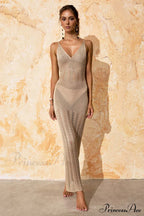 Knitted Cutout V Charming Neck Cover Up Dress image 1