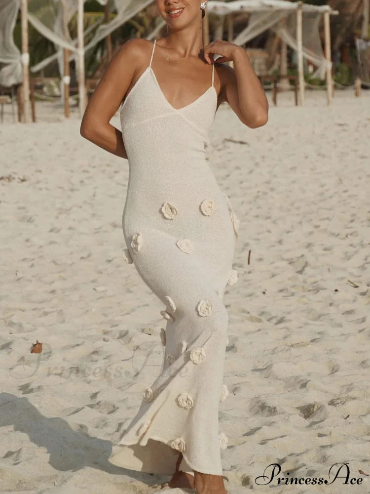 Knitted Floral Stylish Midi Dress image 4