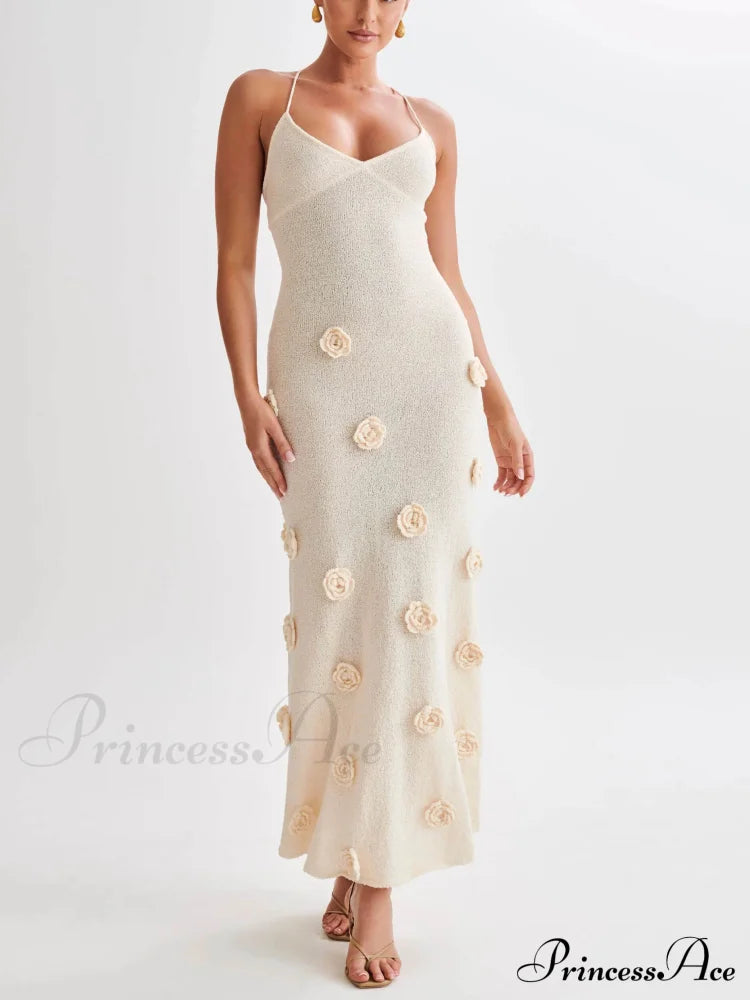 Knitted Floral Stylish Midi Dress image 1
