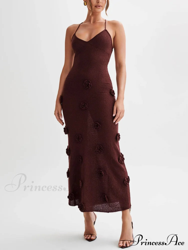 Knitted Floral Stylish Midi Dress image 2