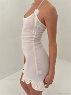 Knitted Flower Ruffled Mini Dress image 5
