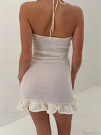 Knitted Flower Ruffled Mini Dress image 6