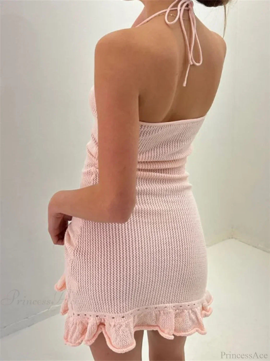 Knitted Flower Ruffled Mini Dress image 3