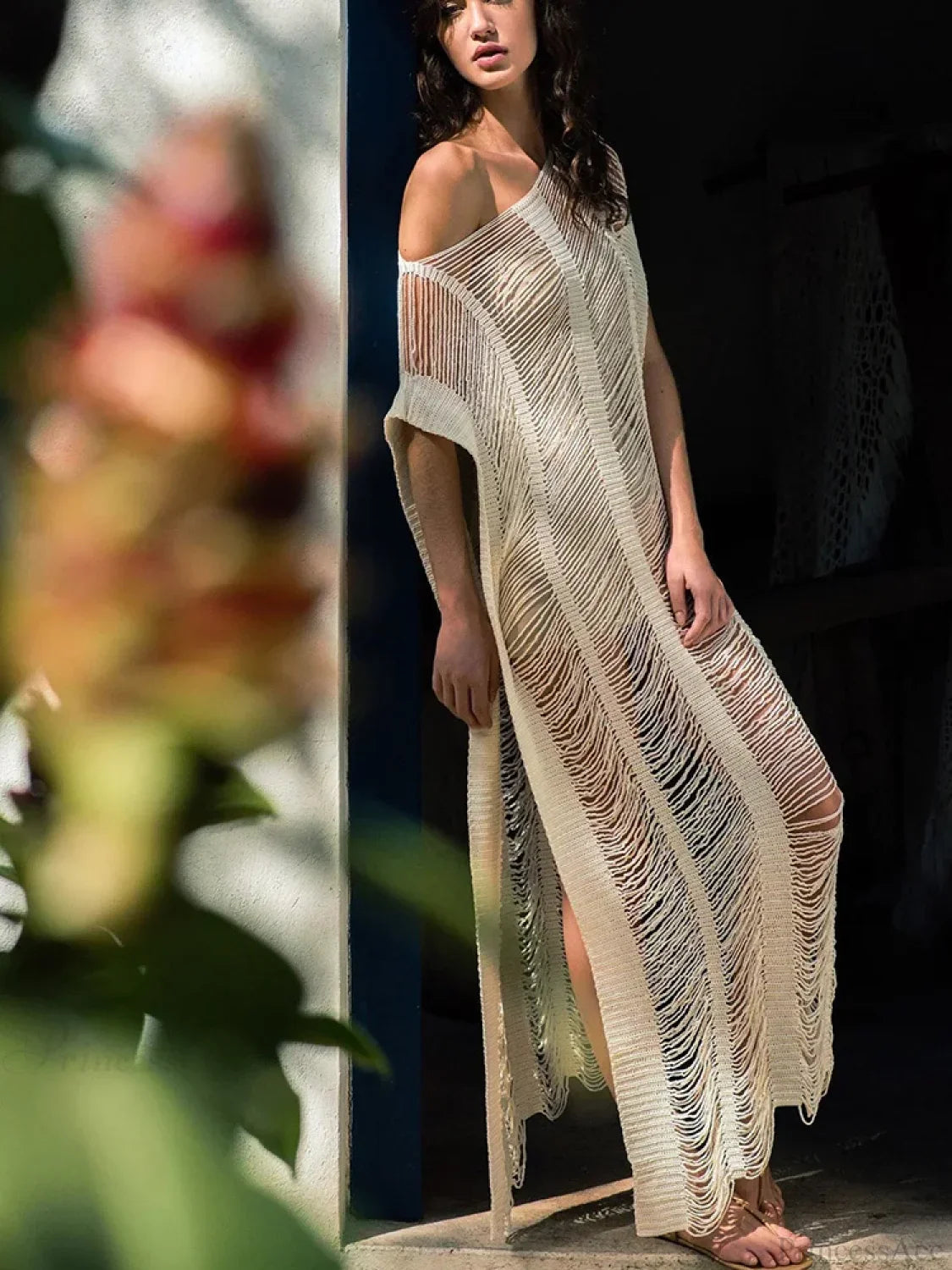 Knitted Hollow Out See Through Beach Cover Up image 1