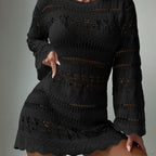 Knitted Hollow Out Sexy Backless Beach Mini Boho Dress Cover-up image 3