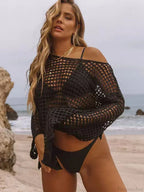 Knitted Hollow Out Slit Cut Bikini Cover Up image 2