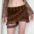 Knitted Lace Ruffled Brown Skirt image 1