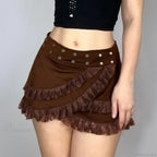 Knitted Lace Ruffled Brown Skirt image 4