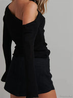 Knitted Long Flare Sleeve Solid Slim Fit T-shirt image 5