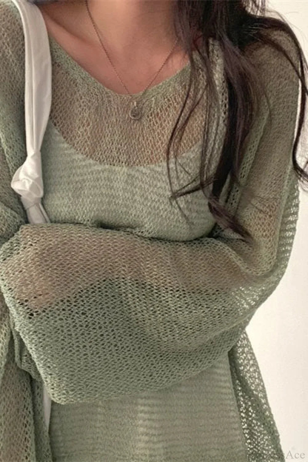 Knitted Openwork Loose Long Sleeve Chic Blouse image 11