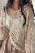 Knitted Openwork Loose Long Sleeve Chic Blouse image 4
