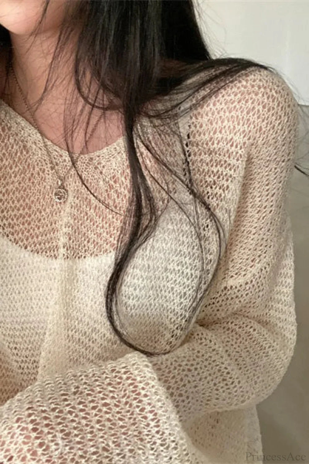 Knitted Openwork Loose Long Sleeve Chic Blouse image 5