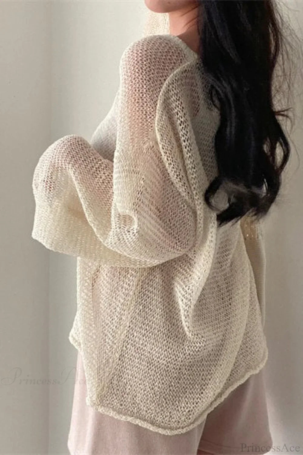 Knitted Openwork Loose Long Sleeve Chic Blouse image 2