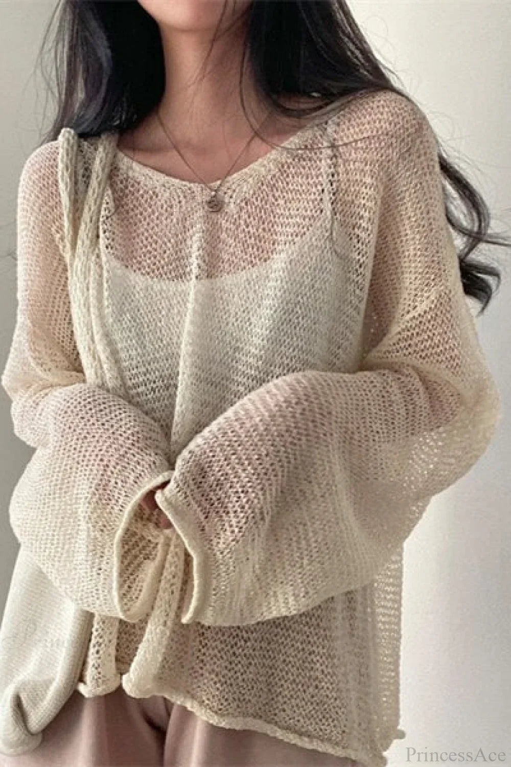 Knitted Openwork Loose Long Sleeve Chic Blouse image 1