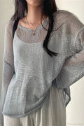 Knitted Openwork Loose Long Sleeve Chic Blouse image 6