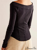 Knitted Patchwork Solid Color Long Sleeve Double Zip Up T-shirts image 3