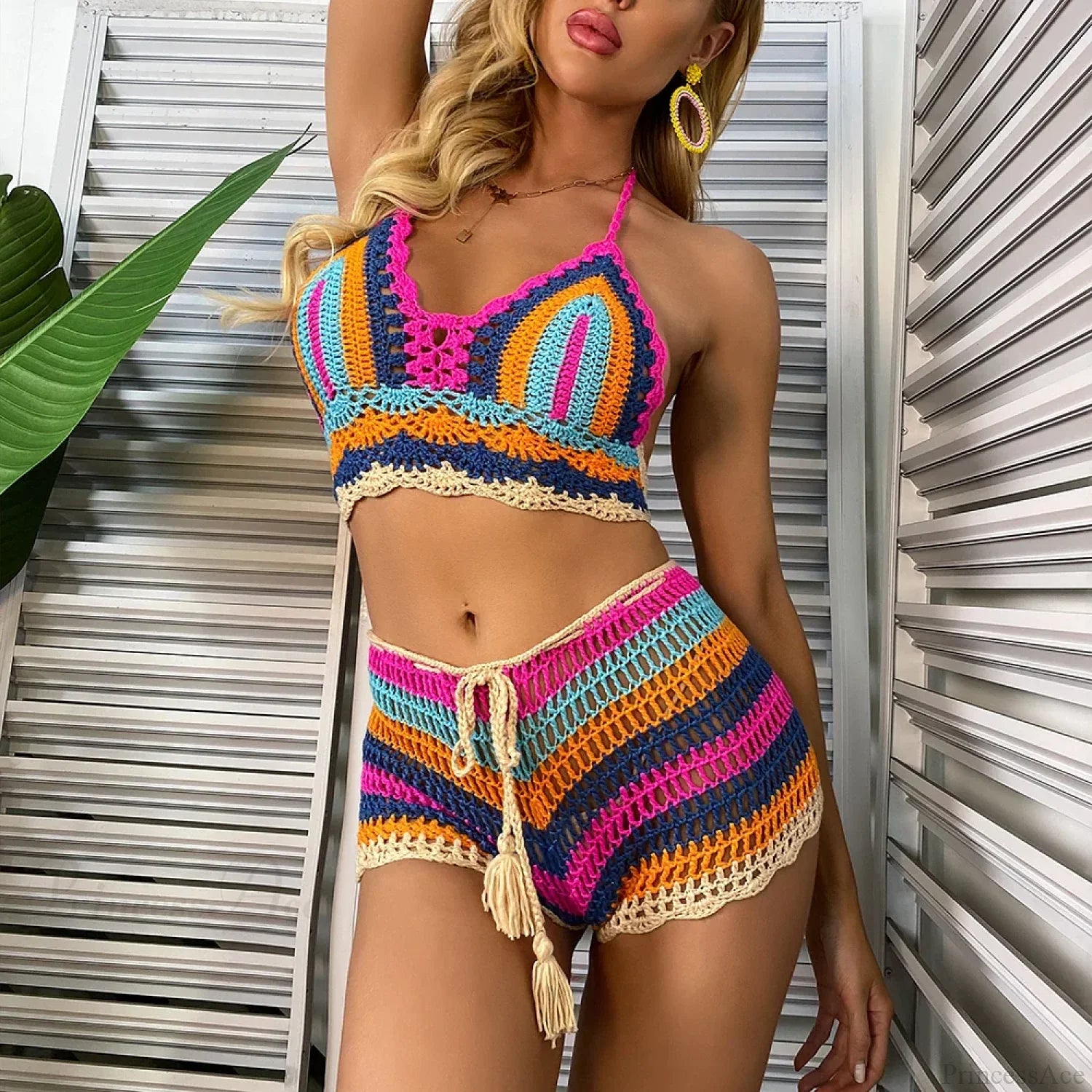 Knitted Rainbow Stripe Two Piece Set image 4