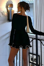 Knitted Ruffled Tight Long Sleeve Mini Dress image 6