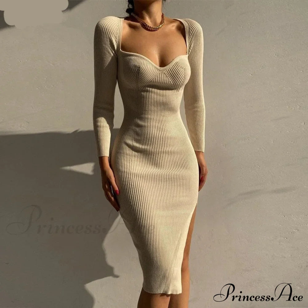 Knitted Sleeves Gown and Women Long Sweater Shoulder Off with Design image 7