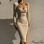 Knitted Sleeves Gown and Women Long Sweater Shoulder Off with Design image 7