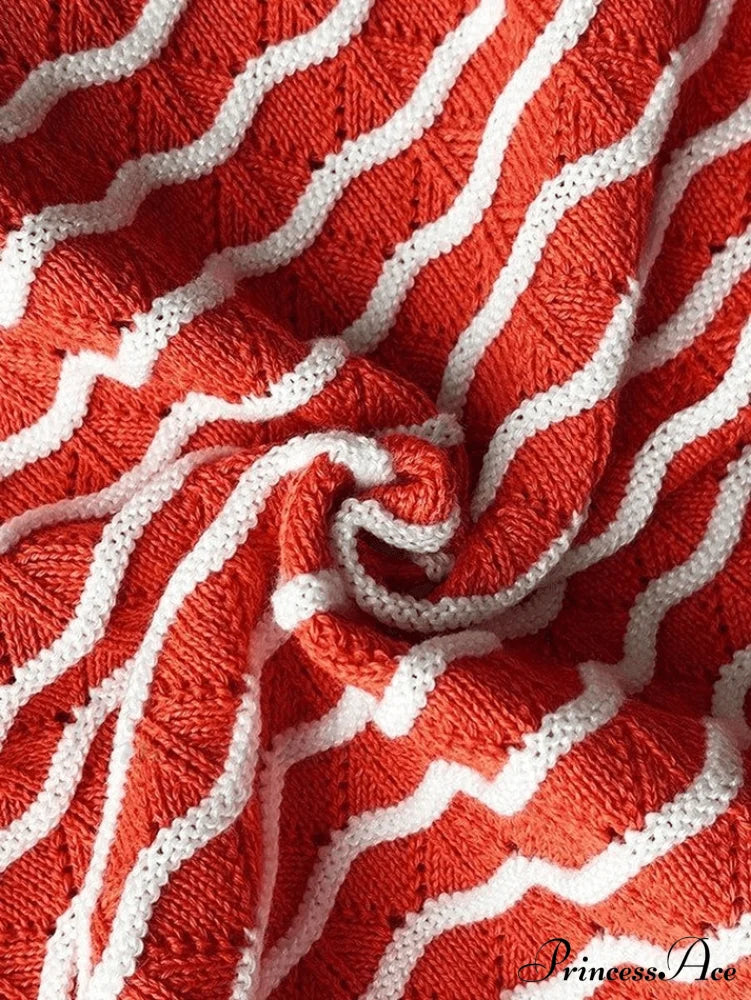 Knitted Stripe Long Trendy Sleeve Maxi Dress image 11