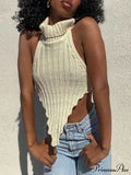 Knitted Turtleneck Stylish Backless Crop Top image 6