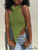 Knitted Turtleneck Stylish Backless Crop Top image 11
